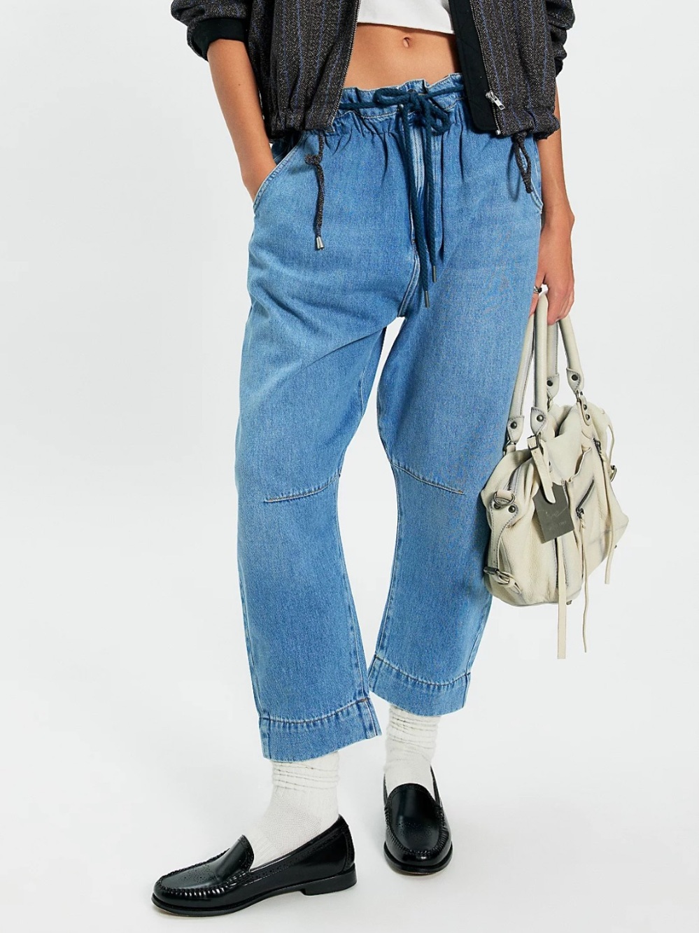 FP x One Teaspoon Harem Jeans Size 29 NWT Bright Blue Cropped Low-Slung Denim